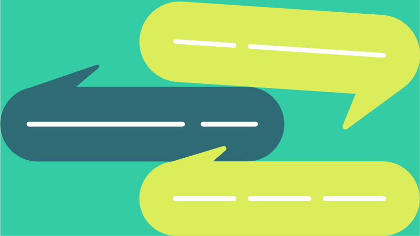 對話泡泡插畫，象徵 mentor coffee chat。