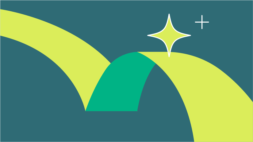 以弧形圖樣表現職涯彈性的插畫。